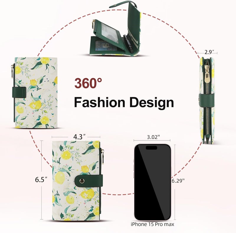 yiijay Womens Wallet RFID Blocking Vegan Leather Trifold Clutch Credit Card Holder Ladies Travel Wallet Purse with Pen Holder - Image 4